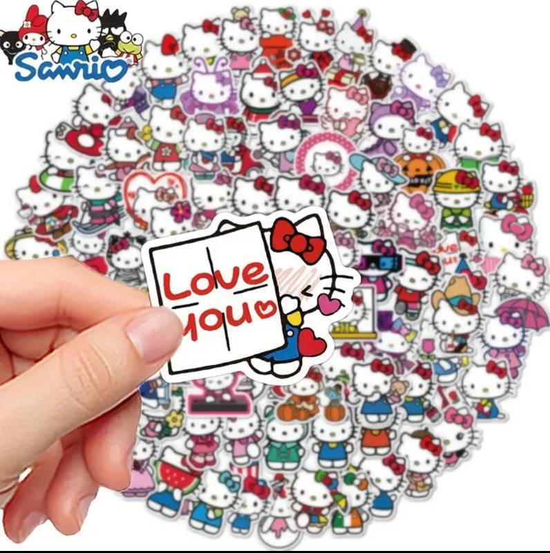 lot 16B image: 100 Brand New Hello Kitty Stickers N