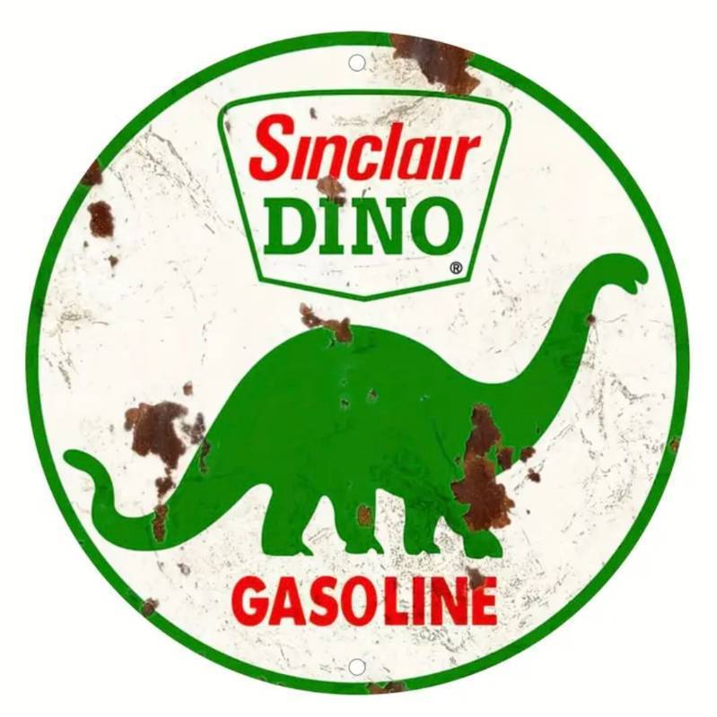 lot 28H image: Brand New Sinclair Dino Gasoline Aluminum Sign N