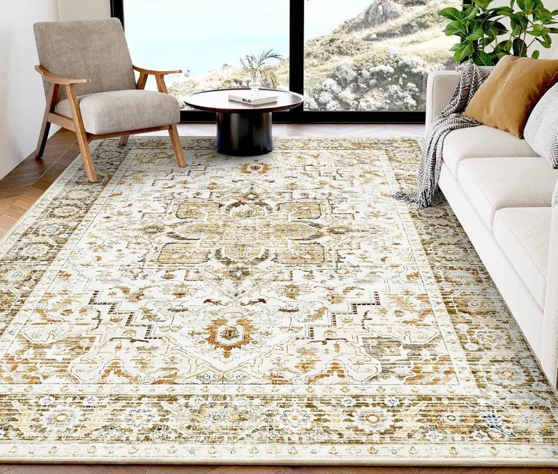 lot 61 image: Brand New AMADA HOMEFURNISHING 5x7 Washable Area Rug, Orange K