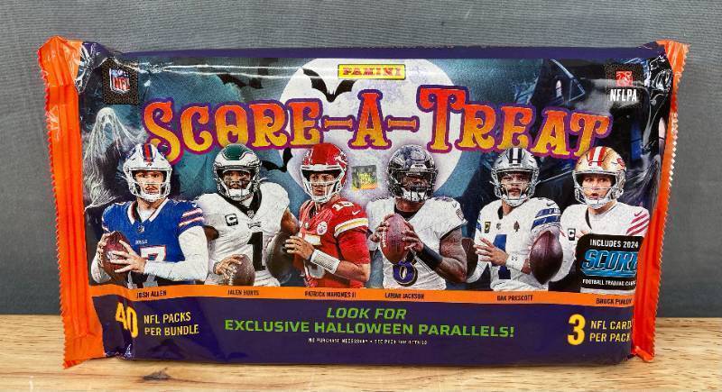 lot 13A image: Brand New 2024 Panini NFL Score-A-Treat Football Halloween Bundle - 40 Packs of Cards N