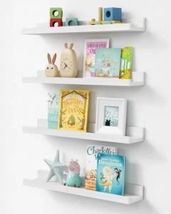 lot 93 image: Brand New Forbena 24 Inch White Floating Shelves for Wall Set of 4 $39.99 Retail B