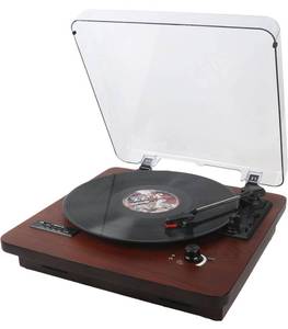 lot 57 image: Brand New Vintage Record Player with Bluetooth OutputInput, USBSD Playback & Recording, FM Radio, 3 Speed Turntable with Built in Speakers, Line Out, AUX-in, Earphone Jack, Replacement Needle $79.99 Retail B