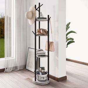 lot 76 image: New Rotary Freestanding Metal Coat Hall Tree Stand with 4 Tiers $99.99 Retail B