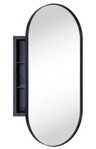 lot 60B image: New Matte Black Oval Recessed Bathroom Medicine Cabinet with Mirror Stainless Steel Metal Framed Oblong Pill Shaped Bathroom Cabinet with Mirror 16 x 33 In. $159.99 Retail B