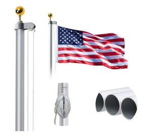 lot 61C image: Brand New 20 Foot Sectional Flag Pole Kit $89.99 Retail B