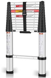 lot 52F image: Brand New 12.5 Feet Aluminum Telescopic Extension Ladder Slow Down Design Multi-Purpose Extendable Ladder 250 Lb. Capacity $109.99 Retail B
