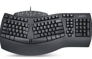lot 106 image: New Perixx PERIBOARD-512B Wired Ergonomic Split USB Keyboard with 7 Multimedia Keys - Black $49.99 Retail B