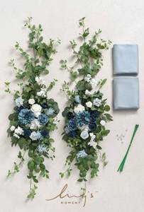 lot 111 image: New Lings Moment Wedding Arch Flowers for Wedding Ceremony Arrangement Dcor, 2 Pcs Fake Flowers Swag Floral Garland Decoration, 2pcs Drapes Kit, Backdrop Stand for Party Wedding Gifts Dusty Blue $208.95 Retail B