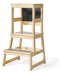 lot 114 image: New Kids Kitchen Step Stool Toddler Standing Tower Toddler Kitchen Stool Helper Montessori Kids Learning Stool with Safety Rail, Anti-Slip Mats and Chalkboard Natural $67.99 Retail B
