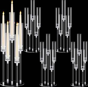 lot 115 image: New Barydat 4 Pcs Acrylic Candelabra Centerpieces Clear Candle Taper Candlestick Holder Crystal 5 Arm Candlesticks Holder with Acrylic Shade Pillar Fit 0.87 LED Candle for Wedding Dinner Party Clear $87.99 Retail B