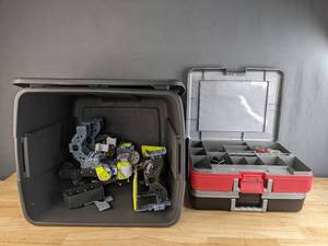 lot 68 image: Assortment of Meccano Erector Set Pieces with Storage Totes B