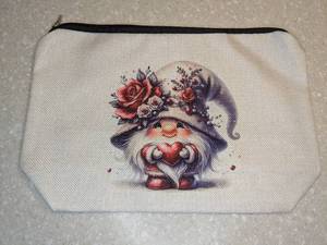 lot 418 image: New Flower Dwarf Pattern Cosmetic Bag Waterproof Gray Red Zipper Closure P
