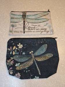 lot 423 image: Two New Dragon Fly Cosmetic Bags Those We Love Dont Go Away They Fly Besides Us Everyday P