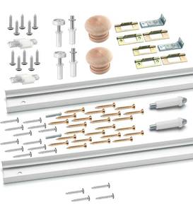 lot 147 image: Brand New 2 Pack Bifold Closet Track Kit, 48inch Length, Steel Track, White  $51.99 Retail N