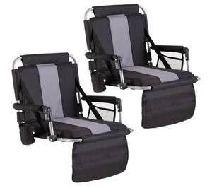 lot 57F image: Brand New ALPHA CAMP Stadium Seat Chair for Bleachers with Back & Arm Rest (Set of 2) $89.99 Retail N