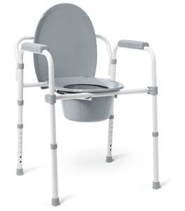 lot 124 image: Brand New Medline 3-in-1 Steel Bedside Commode, Elongated Seat N