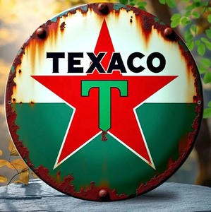 lot 9H image: Brand New Texaco Red Star Aluminum 7.87 Rust Themed Sign N