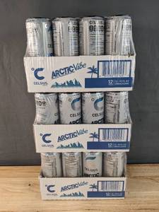 lot 41A image: 36 Brand New Celsius Sparkling Arctic Vibe Functional Energy Drink 12 fl oz Cans - 3 Cases N