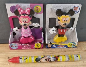 lot 77F image: Brand New Mickey Mouse and Minnie Mouse Water Swimmers, Mickey Mouse Bubble Wand N