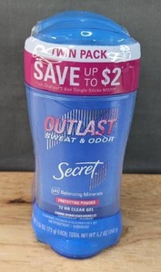 lot 34F image: Brand New 2 Pack Secret Outlast Sweat & Odor Deodorant $21.99 Retail N