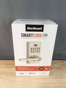 lot 15 image: Brand New KwikSet SmartCode 917 Electronic Keypad Door Handle Satin Nickel $150 Retail N