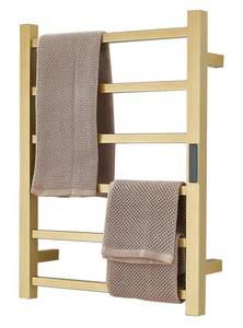 lot 316 image: Brand New Electric Heated Towel Warmer Rack Gold Bathroom Accessories With Timer Wall Mounted Rail 6 Bars Stainless Steel Drying Racks Home Radiator Hardwired $141.99 Retail N