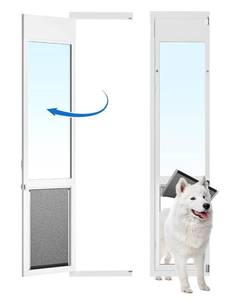 lot 318 image: Brand New XLarge Dog Door for Sliding Glass Door Openable Pet Door for Sliding Glass Doors All-Metal Framed & Panel & Lock, Adjustable 75 78 to 81 Slider Height - Extra Large $279.99 Retail N