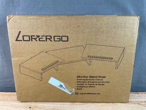 lot 59B image: Brand New Loryergo Adjustable Dual Monitor Stand Riser for 2 Monitors with 2 Slots Multifunctional Desktop Organizer Stand $39.99 Retail Z