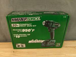 lot 24F image: Brand New Masterforce 20-Volt Cordless Heat Gun Kit $149 Retail N