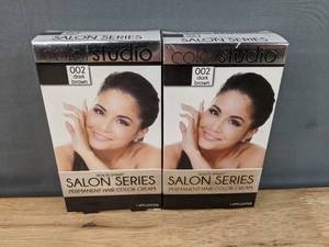 lot 70F image: 2 Brand New Color Studio Salon Series Permanent Hair Color Cream 002 Dark Brown N