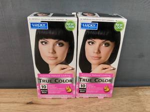 lot 73F image: 2 Brand New Lucky Super Soft True Color 10 Natural Black Womens Hair Color N