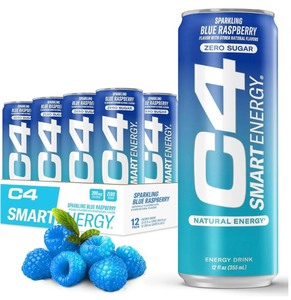 24 Brand New Cellucor C4 Smart Energy Drink, Blue Raspberry Flavor Cans - 2 Cases *N