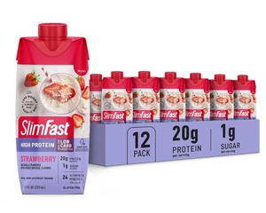 lot 32F image: 12-Pack Brand New Strawberry Flavor Slimfast Protein Shake N