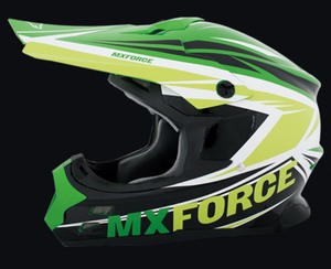 lot 40B image: Brand New MX Force Race Shiver Motocross Helmet - White, Green & Black - Adult Size Small N