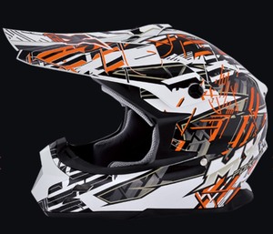 lot 25B image: Brand New MX Force Race Shiver Motocross Helmet - Black, White & Orange - Adult Size Large N