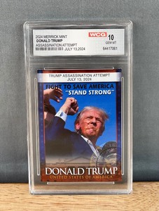lot 23A image: 2024 Merrick Mint Donald Trump Assassination Attempt Graded WCG Gem Mint 10 T