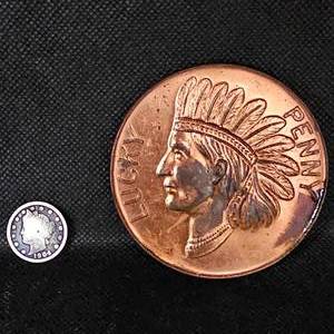 lot 16 image: 1917 Souviner  Luck Penny, 1904 Liberrty V Nickel