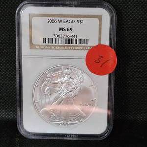 lot 31 image: 2006 W Silver Eagle NGC MS69