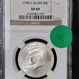 lot 40 image: 1998 Kennedy Silver Half NGC SP69