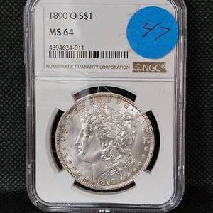 lot 47 image: 1890 Morgan Silver Dollar NGC MS64