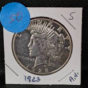 lot 50 image: 1923-S Peace Dollar AU