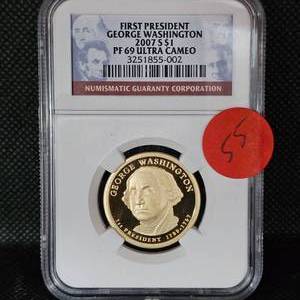 lot 55 image: 2007 S $1 First President NGC PF69 Ultra Cameo