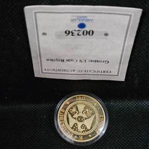 lot 64 image: 1787 Brasher EB, American Mint Proof Replica, 24kt Gold, 2009 Ed