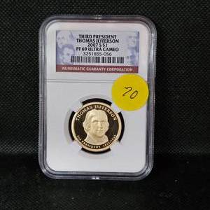lot 70 image: 2007 S $1 Third President NGC PF69 Ultra Cameo