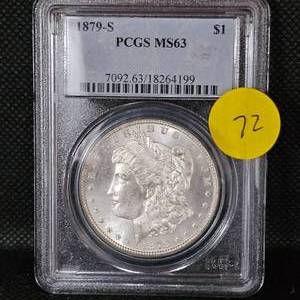 lot 72 image: 1879 S Morgan, PCGS MS63