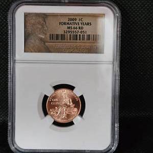 lot 8 image: 2009 D, One Cent Formative Years NGC MS 66 RD