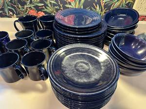 lot 12 image: Complete Set of Fiestaware Cobalt Blue Ceramic Dinnerware