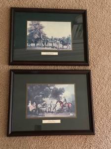 lot 73 image: Pair of Framed Prints by George Gatlin Family Outing and A Young Equestrian