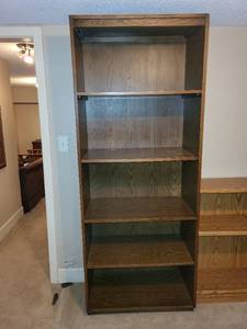 lot 93 image: Tall Wooden Bookshelf with 5 Shelves