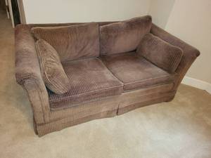 lot 108 image: Brown Corduroy Sofa with Cushions